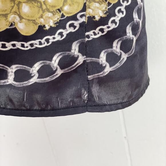 Cabi 100% Silk Babydoll Tank Top XS Baroque Chain Print Black Gold Y2K 2000s - Picture 5 of 10